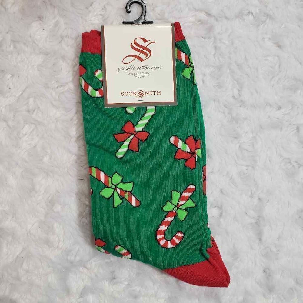 NWT Candy Cane Christmas socks womens shoe 5-10.5